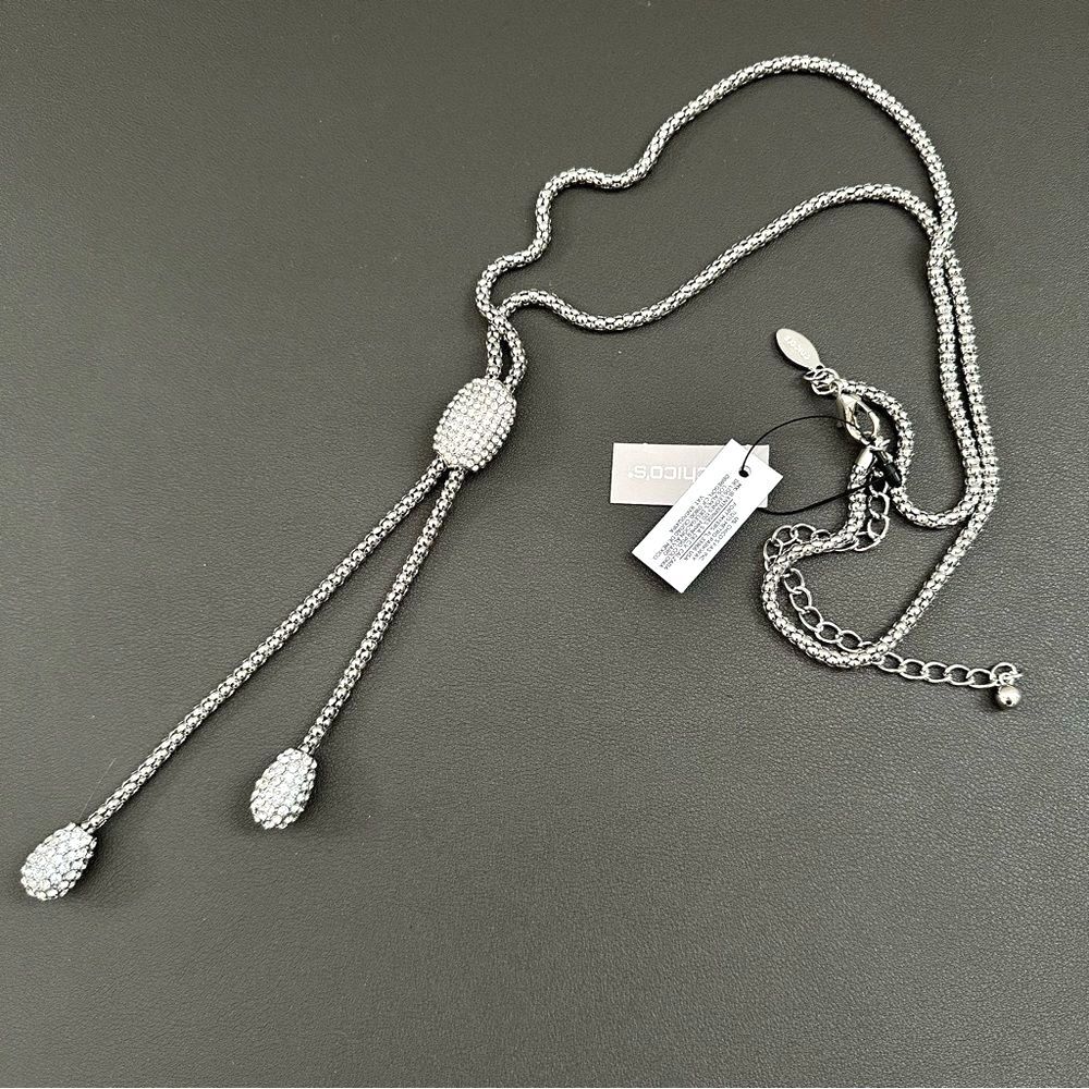 Chico's Pave Y Ann Lariat Rhinestone Necklace NWT